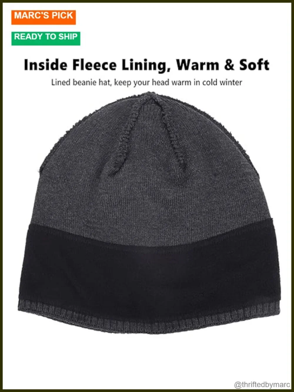 XXL Stretch Beanie Hat for Big Heads, Winter Knit Skull Cap